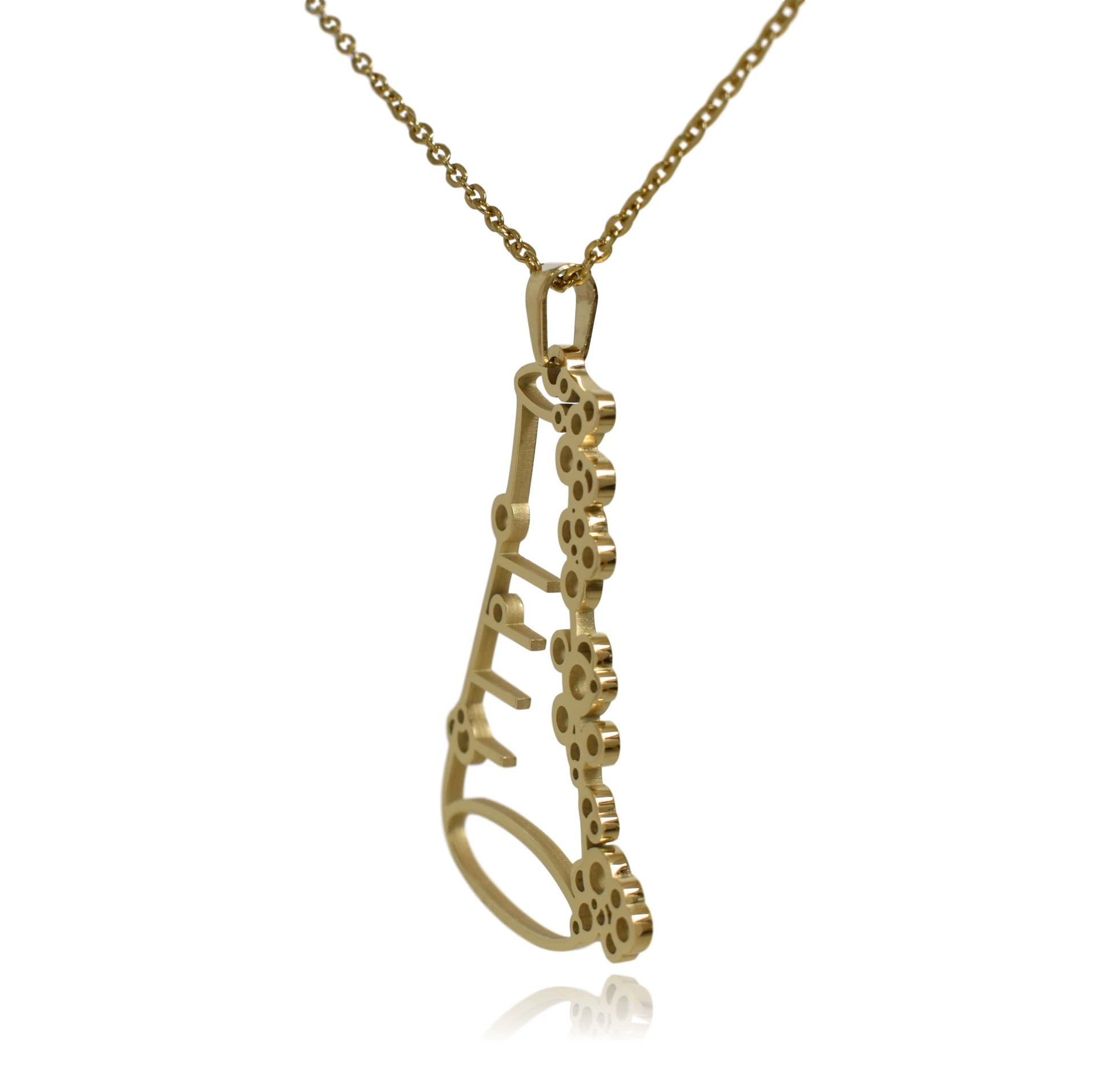Gold Erlenmeyer Flask Stainless Steel Pendant Necklace