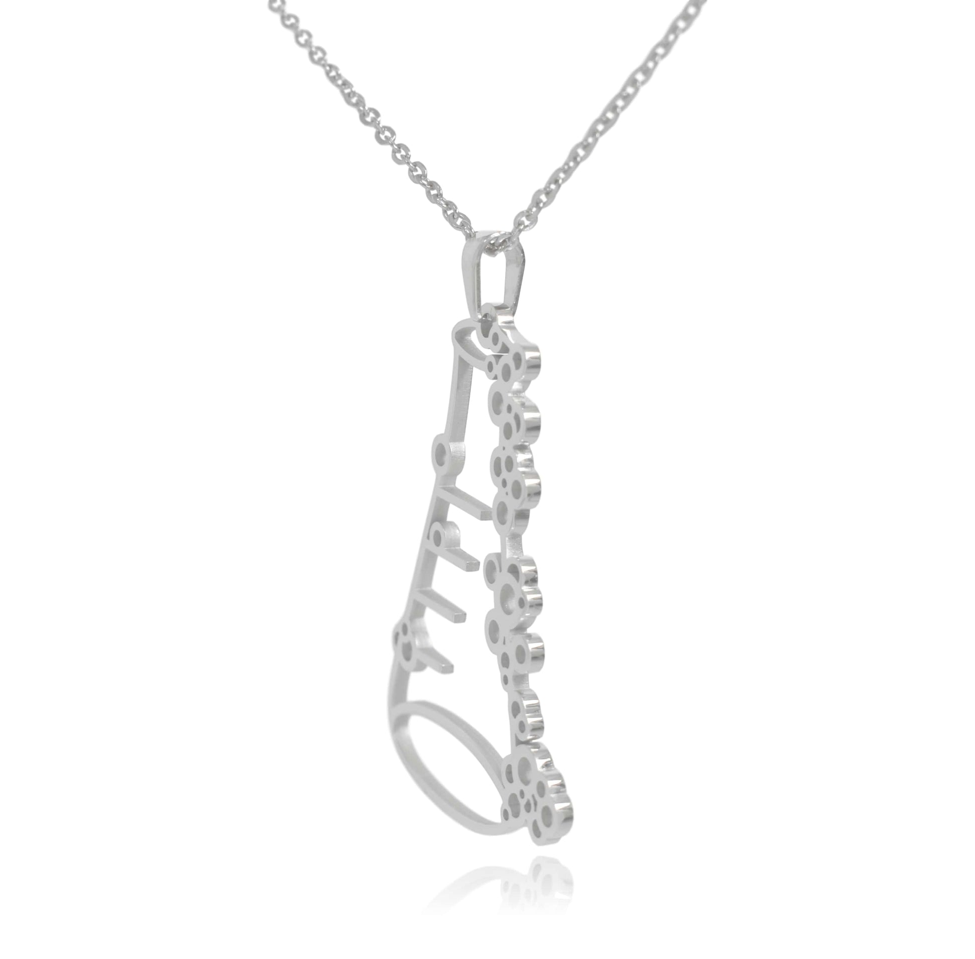 Silver Erlenmeyer Flask Stainless Steel Pendant Necklace