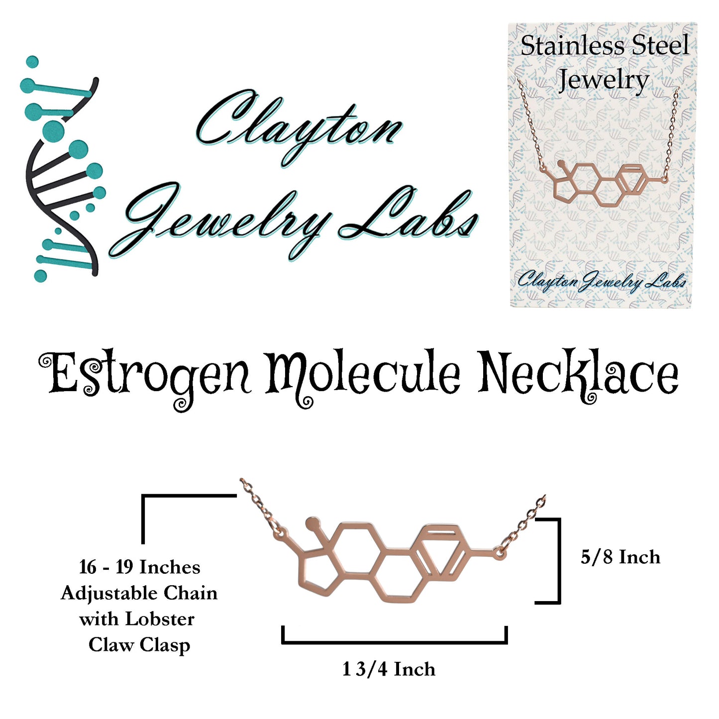 Estrogen Molecule Stainless Steel Necklace