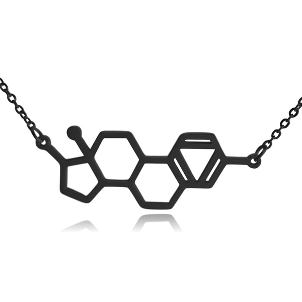 Black Estrogen Molecule Stainless Steel Necklace