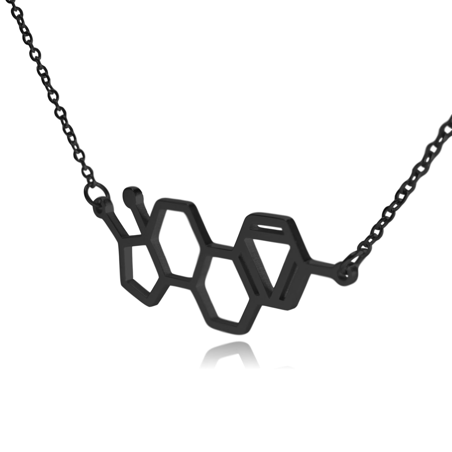 Black Estrogen Molecule Stainless Steel Necklace