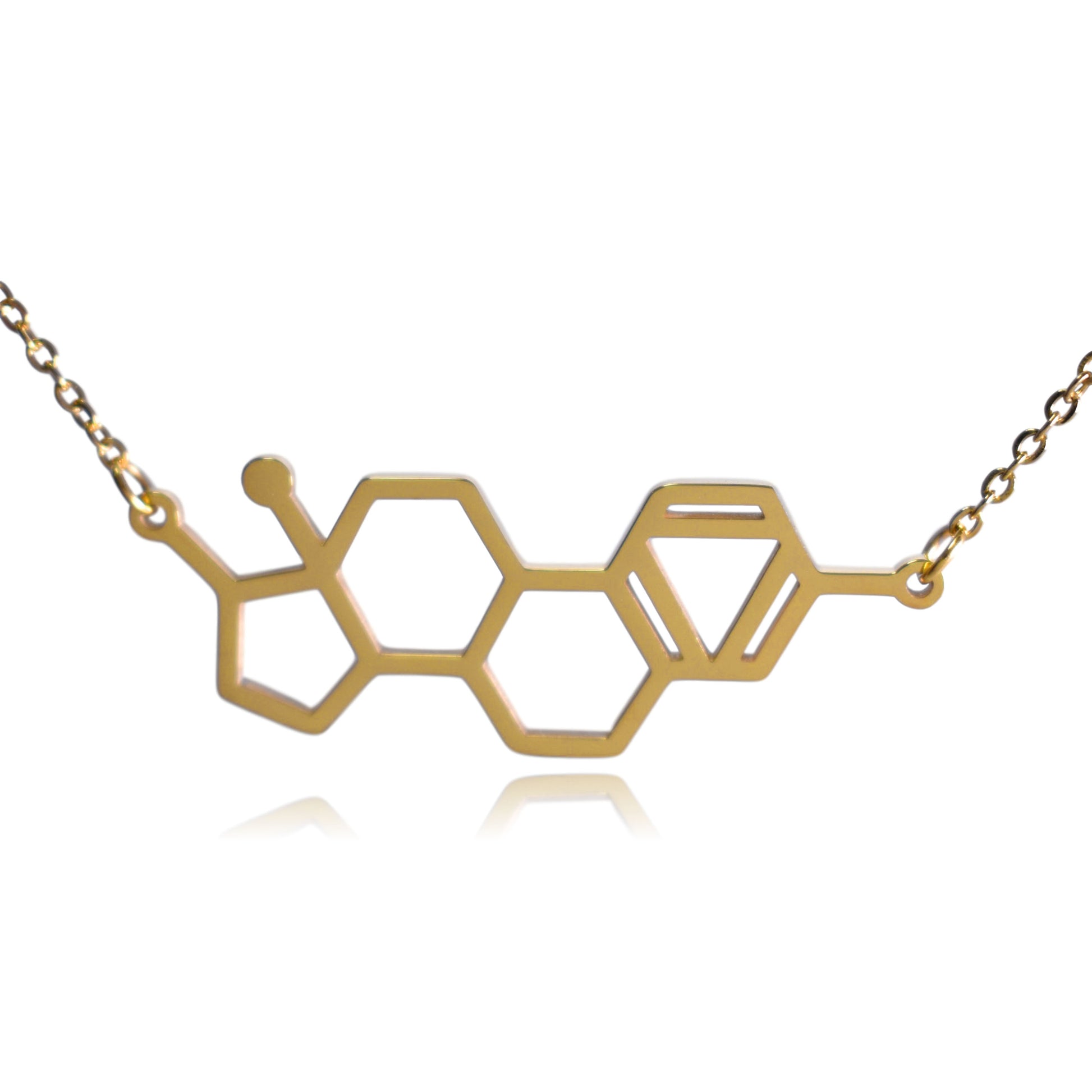 Gold Estrogen Molecule Stainless Steel Necklace