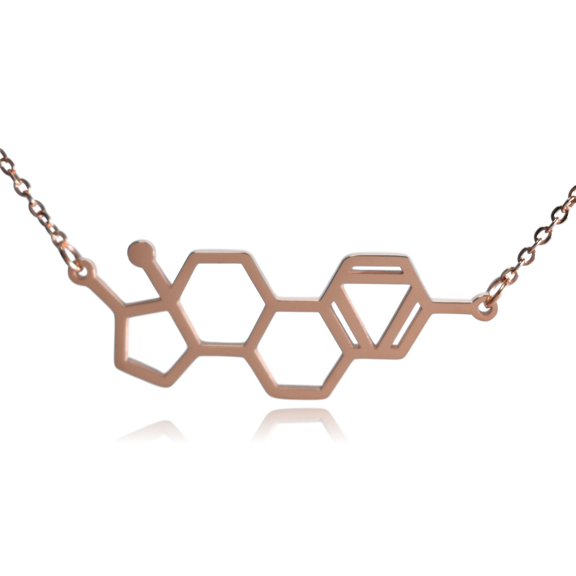 Rose Gold Estrogen Molecule Stainless Steel Necklace