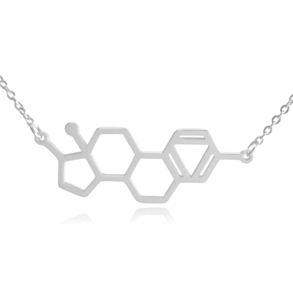 Silver Estrogen Molecule Stainless Steel Necklace