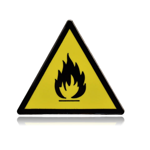 Flammable Safety Warning Hard Enamel Pin - Clayton Jewelry Labs
