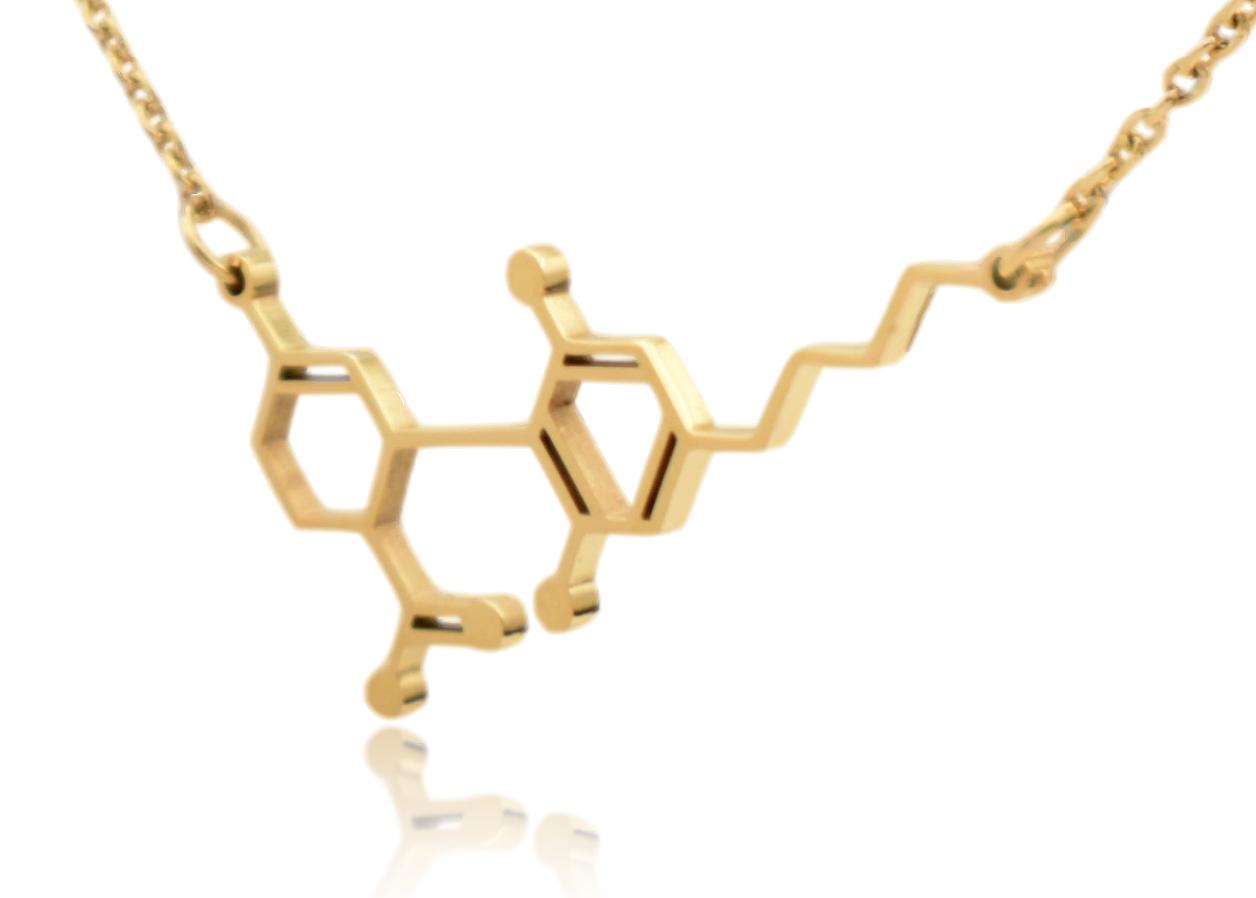 CBD Cannabidiol Molecule Stainless Steel Necklace
