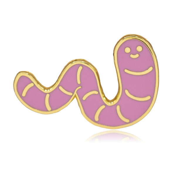 Cartoon Earthworm Hard Enamel Pin | Clayton Jewelry Labs