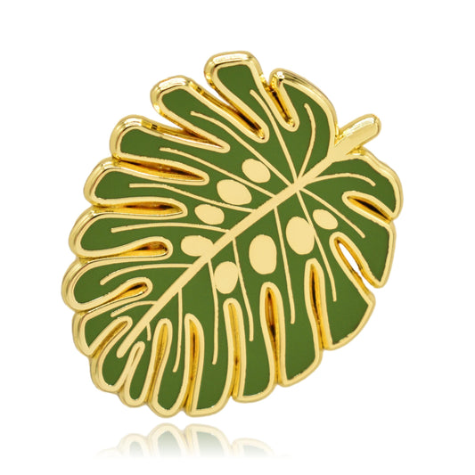 Gold Monstera Plant Leaf Hard Enamel Pin - Clayton Jewelry Labs