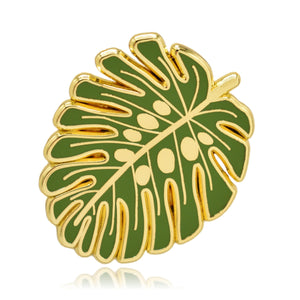 Gold Monstera Plant Leaf Hard Enamel Pin - Clayton Jewelry Labs