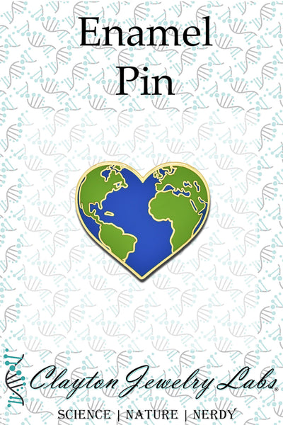 Gold Planet Earth Heart Hard Enamel Pin - Clayton Jewelry Labs
