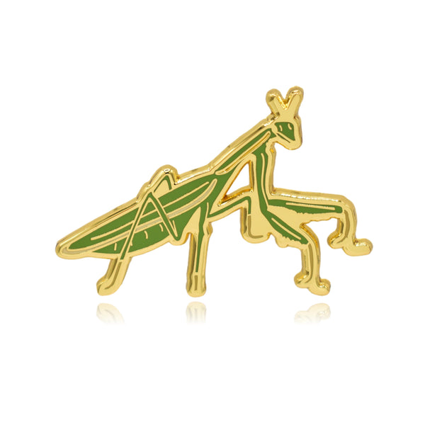 Gold Praying Mantis Insect Hard Enamel Pin - Clayton Jewelry Labs