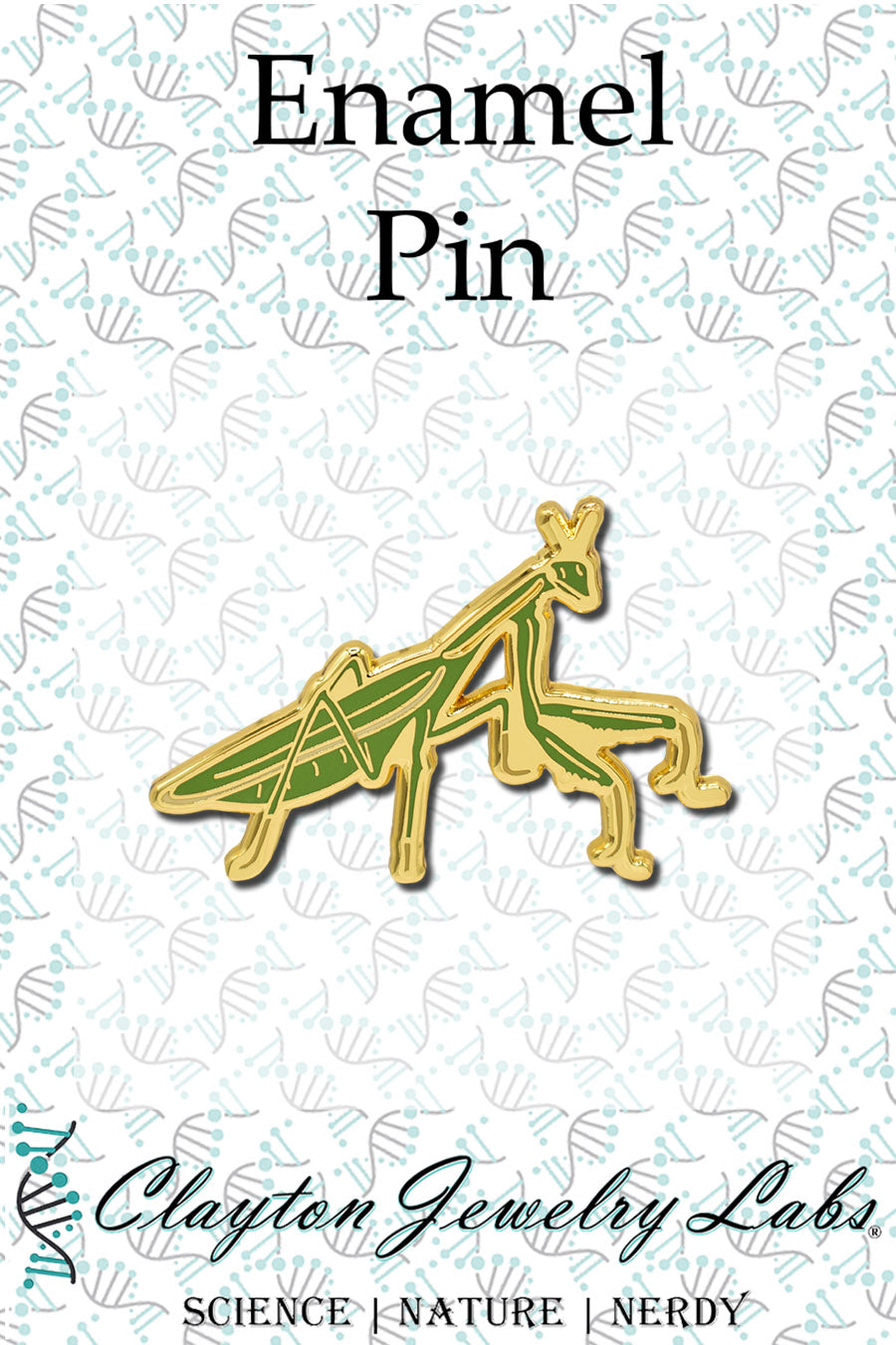 Gold Praying Mantis Insect Hard Enamel Pin - Clayton Jewelry Labs
