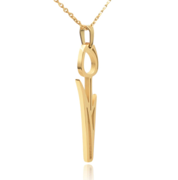 Tulip with Stem Stainless Steel Necklace