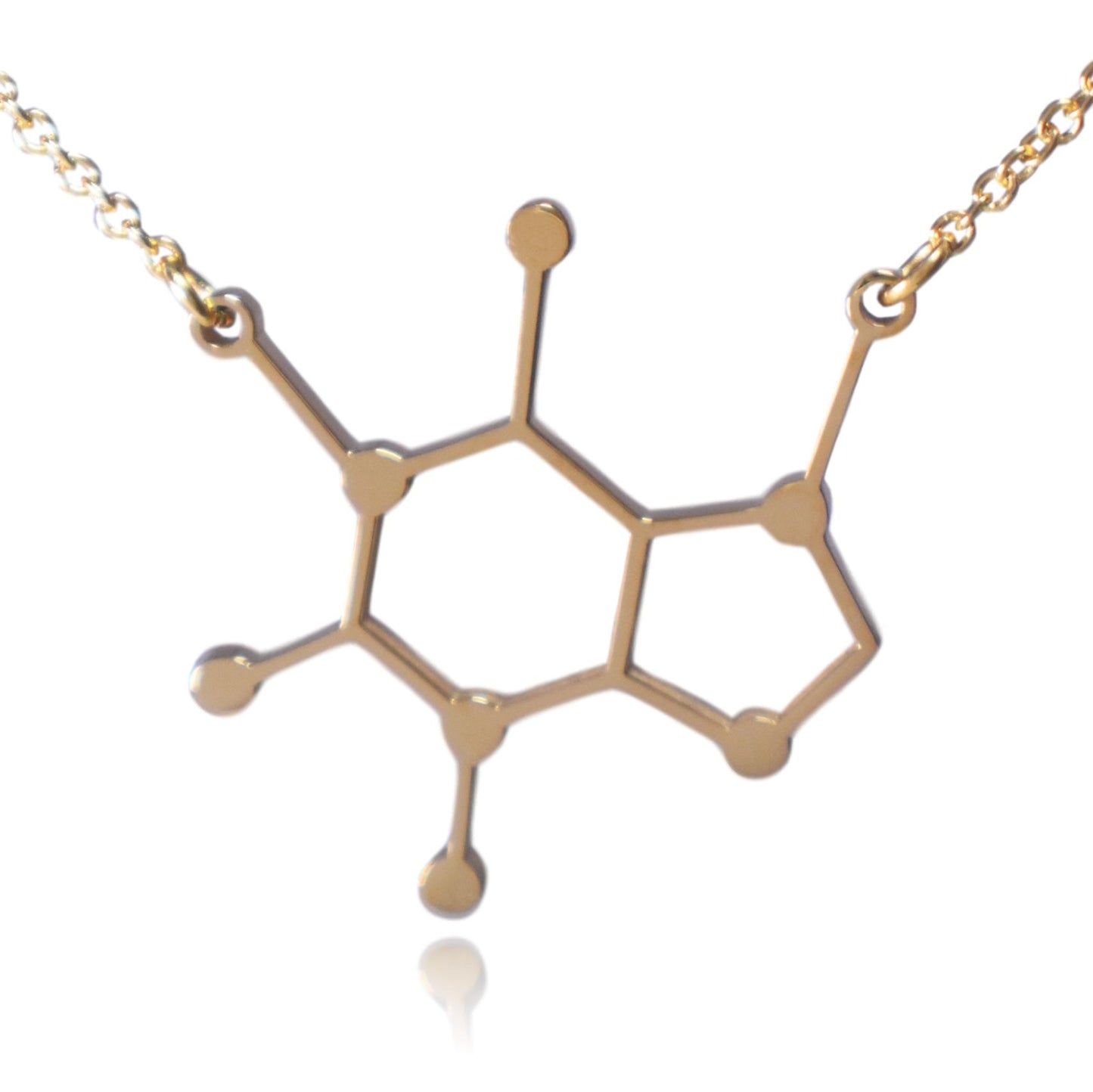 Gold Stainless Steel Caffeine Molecule Necklace