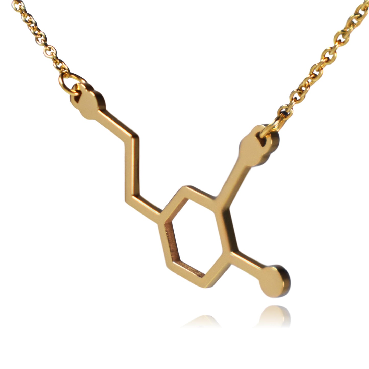 Gold Dopamine Molecule Stainless Steel Necklace