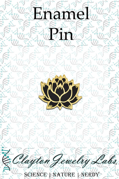 Gold and Black Lotus Flower Hard Enamel Lapel Pin - Clayton Jewelry Labs