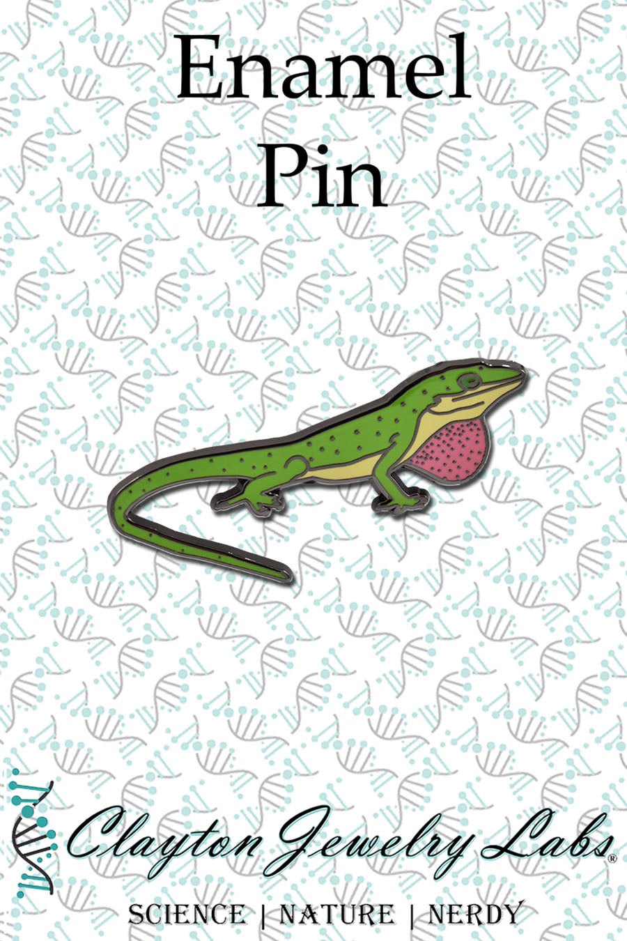 Green Anole Lizard Hard Enamel Pin | Clayton Jewelry Labs