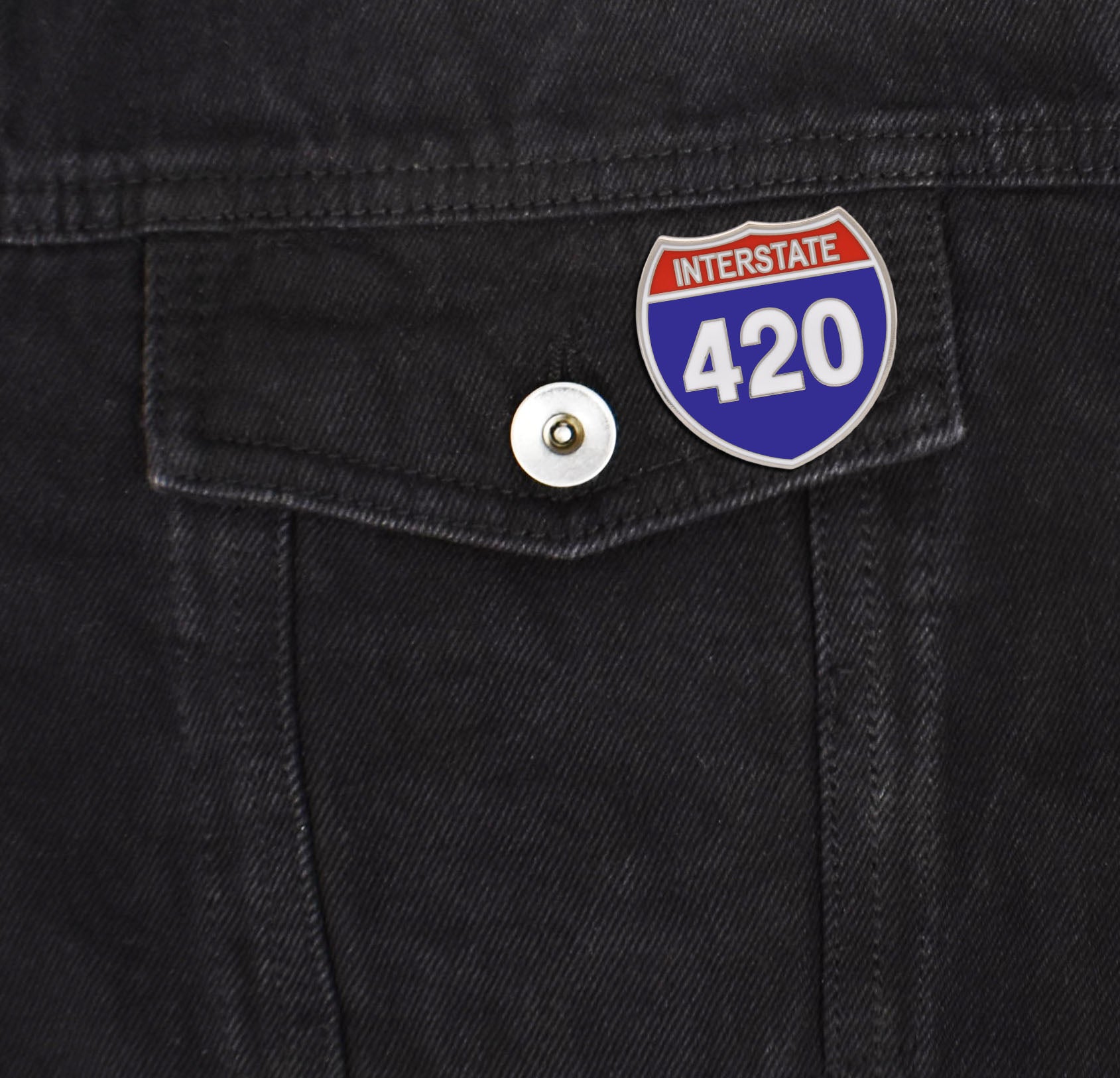 Interstate 420 Marijuana Weed Hard Enamel Lapel Pin