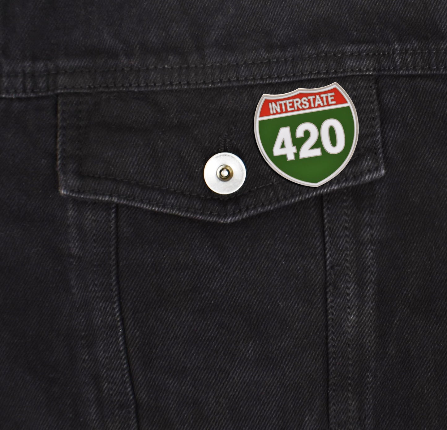 Interstate 420 Marijuana Weed Hard Enamel Lapel Pin