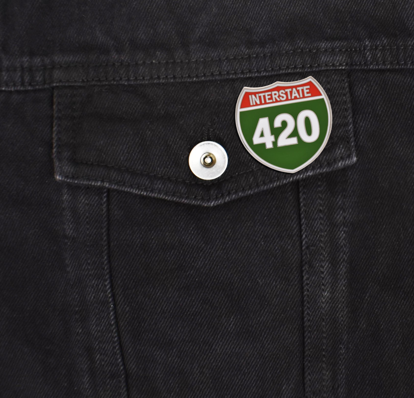 Interstate 420 Marijuana Weed Hard Enamel Lapel Pin