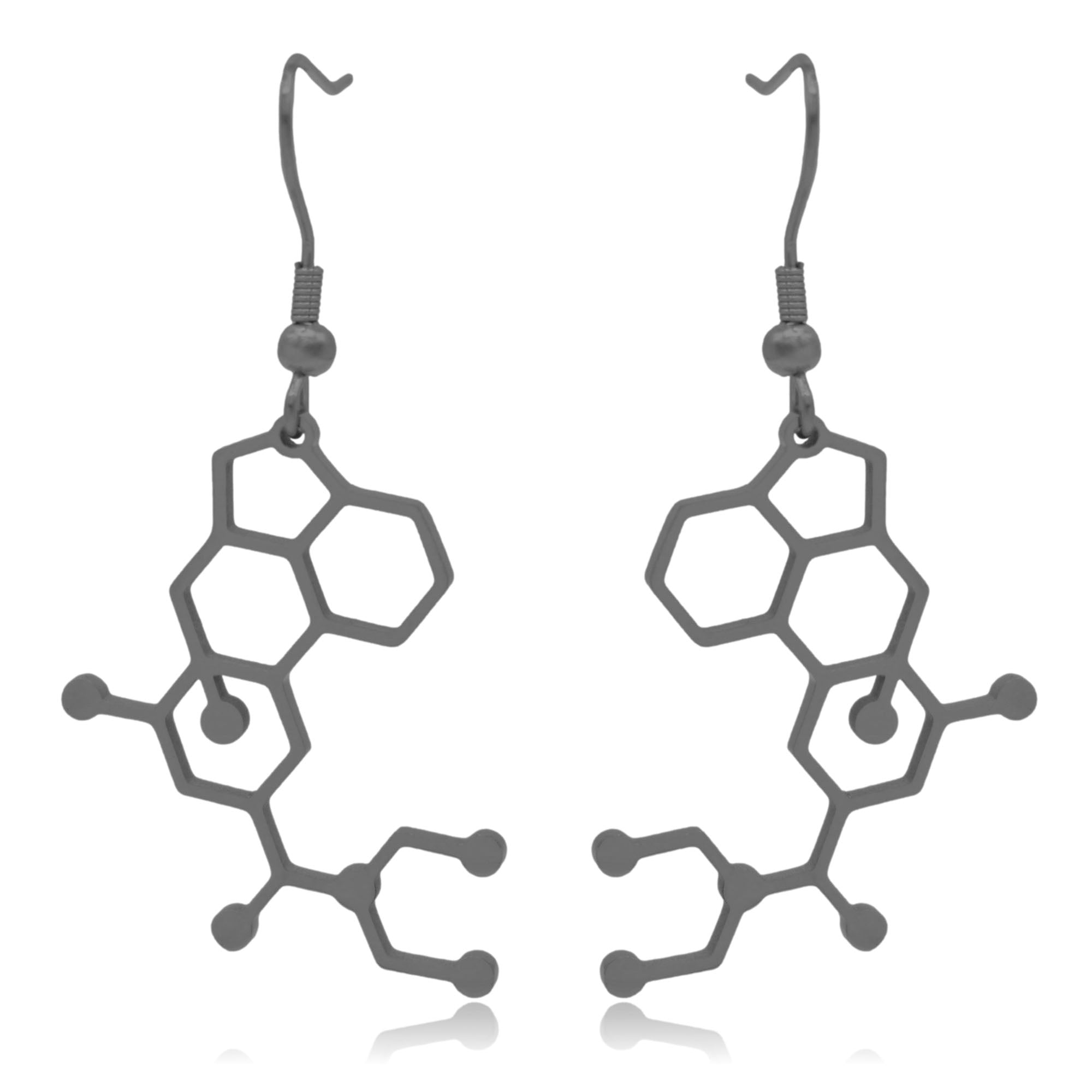 LSD Lysergic Acid Diethylamide Molecule Stainless Steel Dangle Earrings