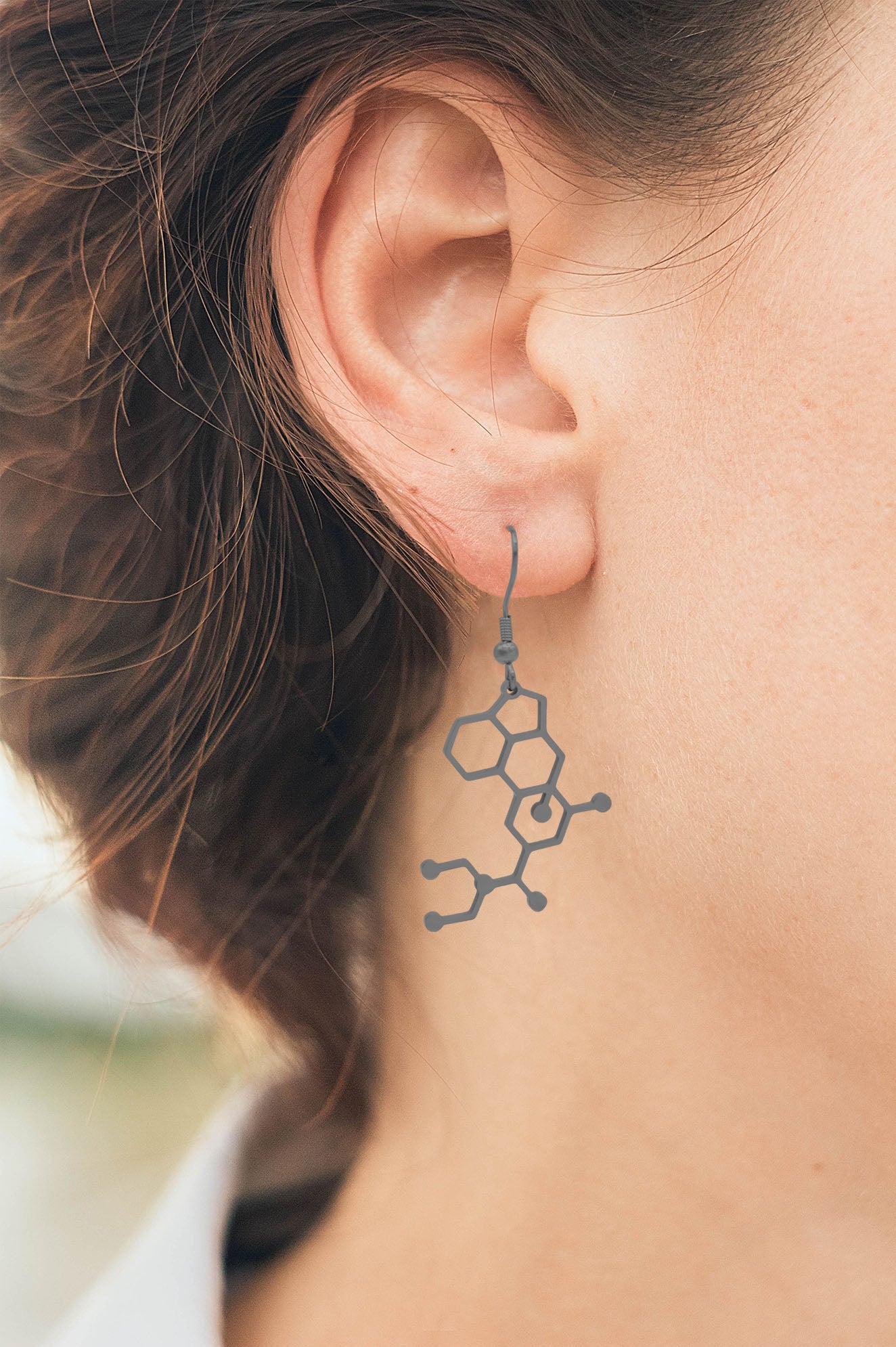 LSD Lysergic Acid Diethylamide Molecule Stainless Steel Dangle Earrings