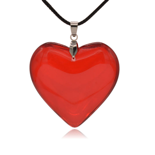 Semi-Transparent Solid Glass Heart Pendant Necklace | Clayton Jewelry Labs
