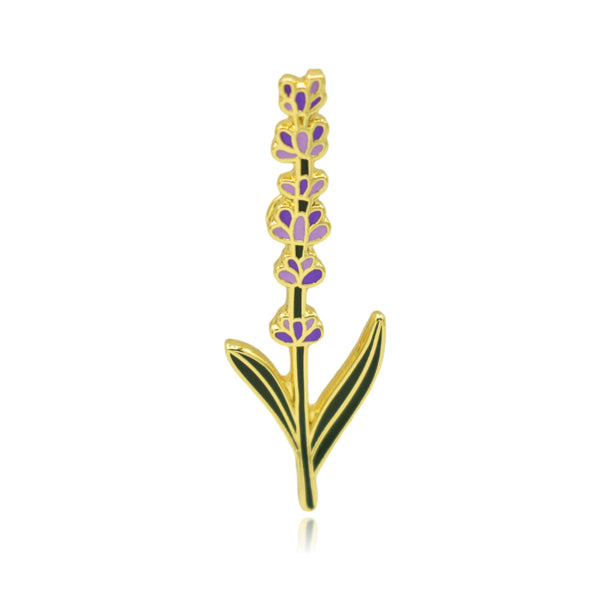 Lavender Flower Stem Hard Enamel Lapel Pin