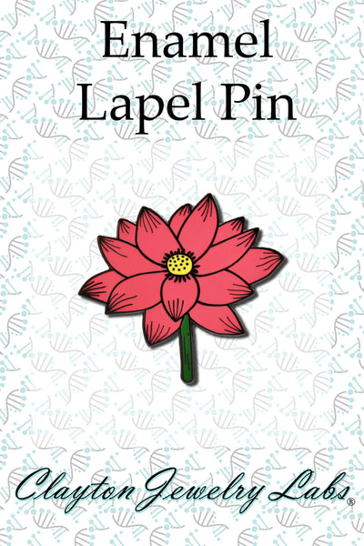Lotus Flower with Stem Hard Enamel Lapel Pin