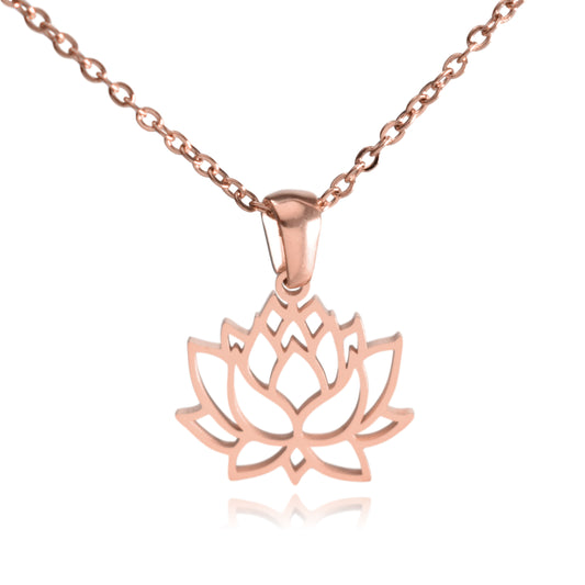 Rose Gold Lotus Flower Stainless Steel Necklace