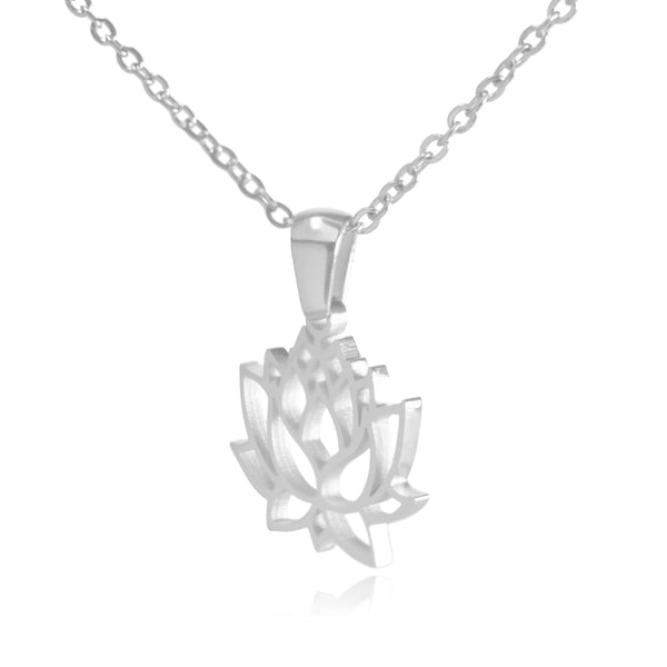 Silver Lotus Flower Stainless Steel Necklace