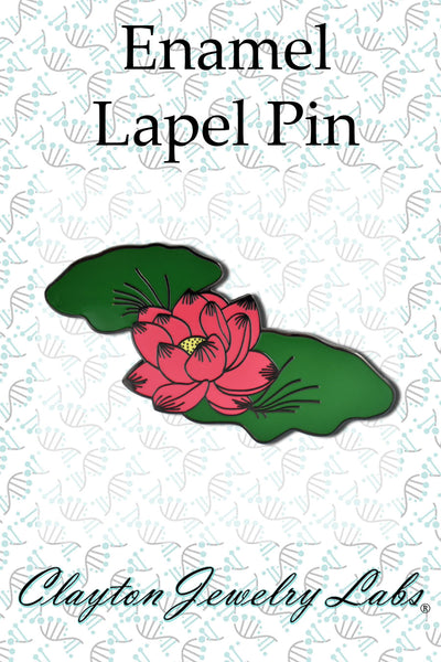 Lotus Flower with Leaves Hard Enamel Lapel Pin