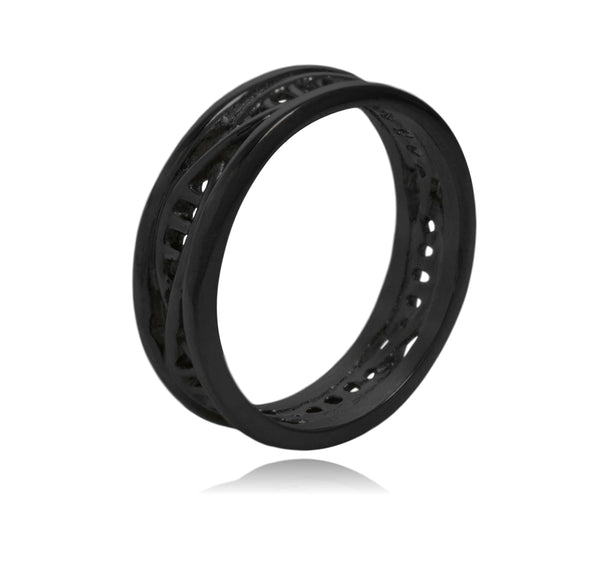Black DNA Double Helix Stainless Steel Ring