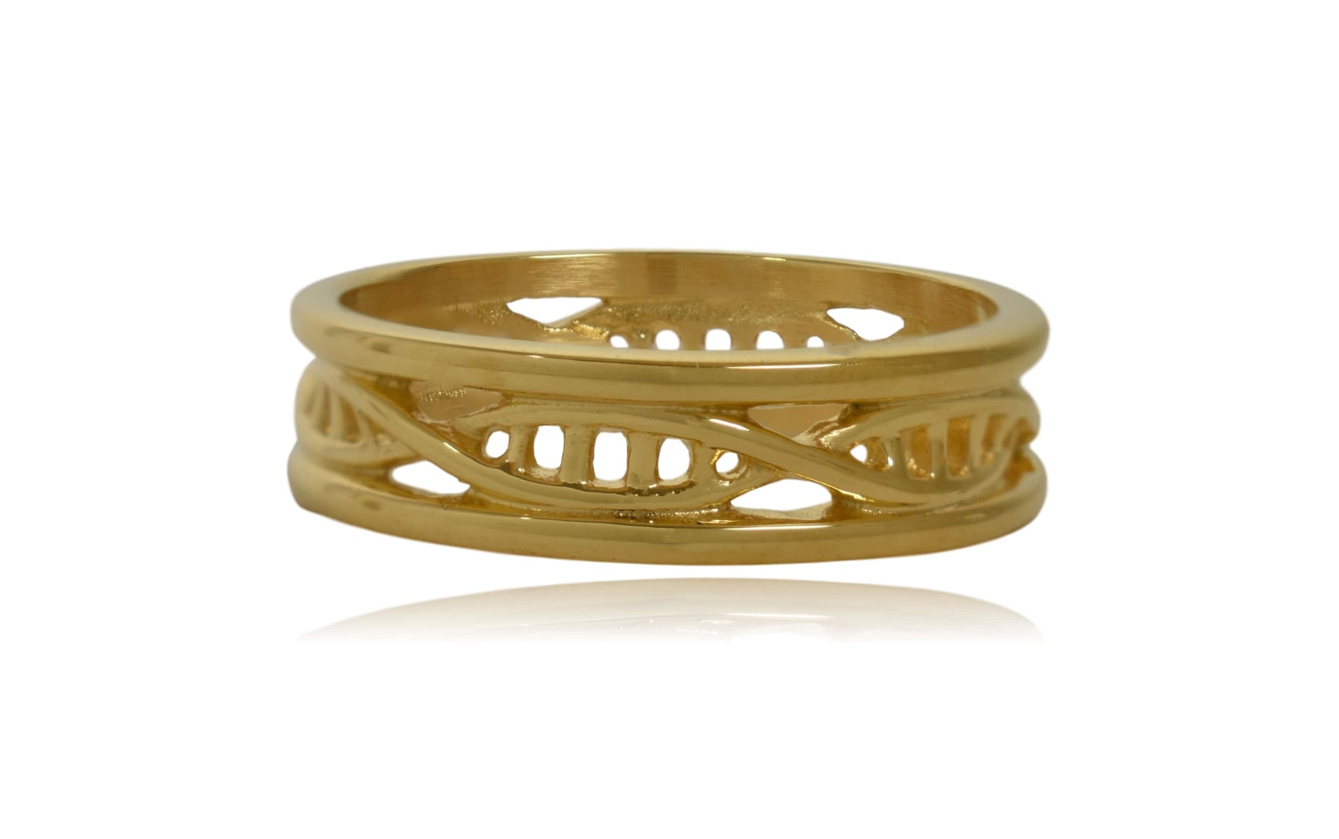 Gold DNA Double Helix Stainless Steel Ring