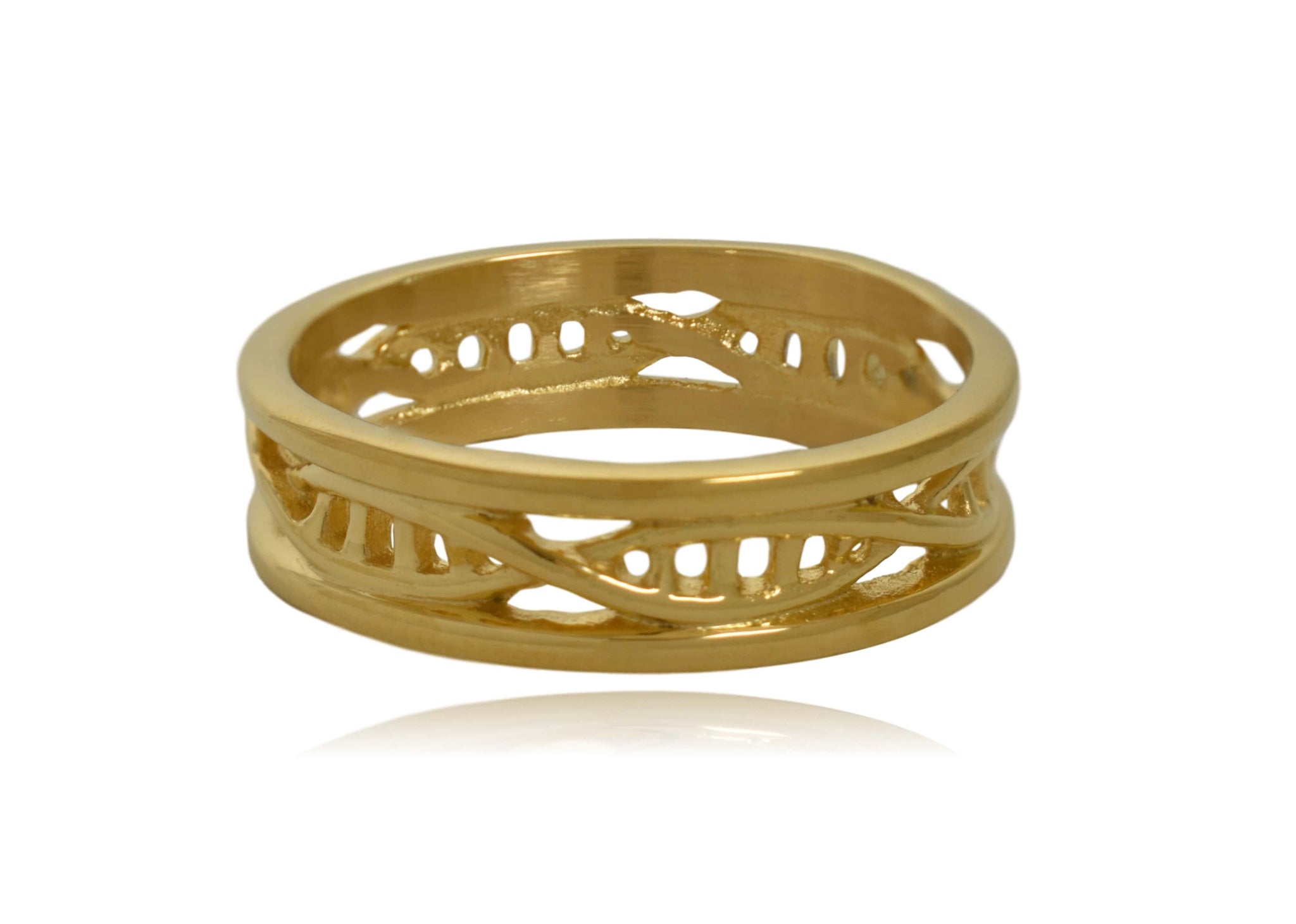 Gold DNA Double Helix Stainless Steel Ring