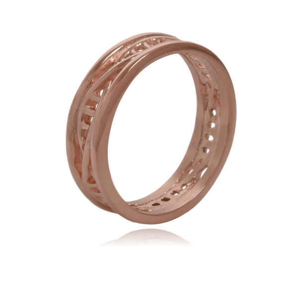 Rose Gold DNA Double Helix Stainless Steel Ring
