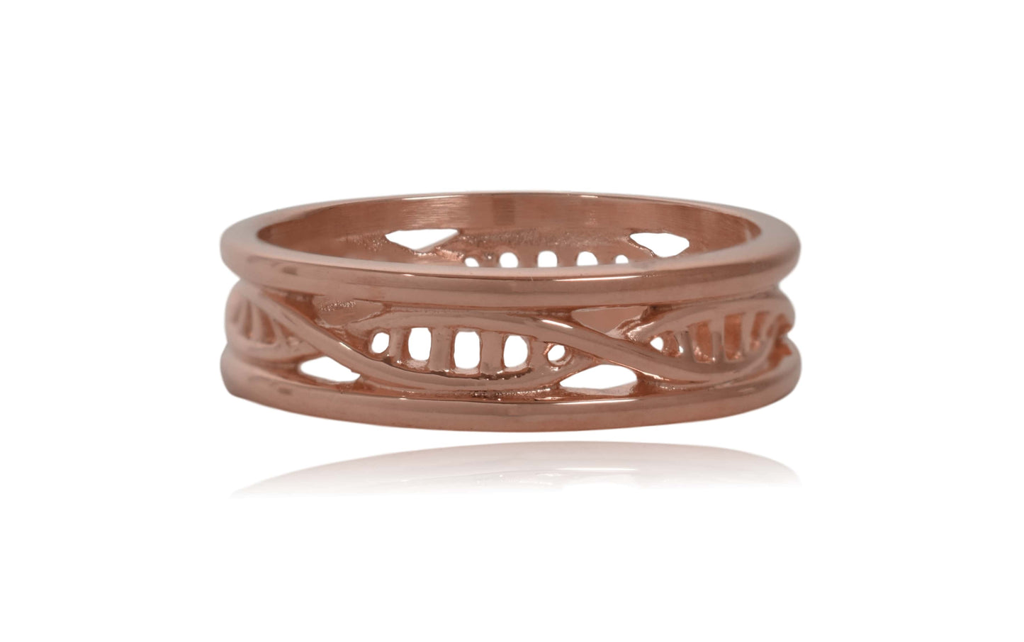 Rose Gold DNA Double Helix Stainless Steel Ring
