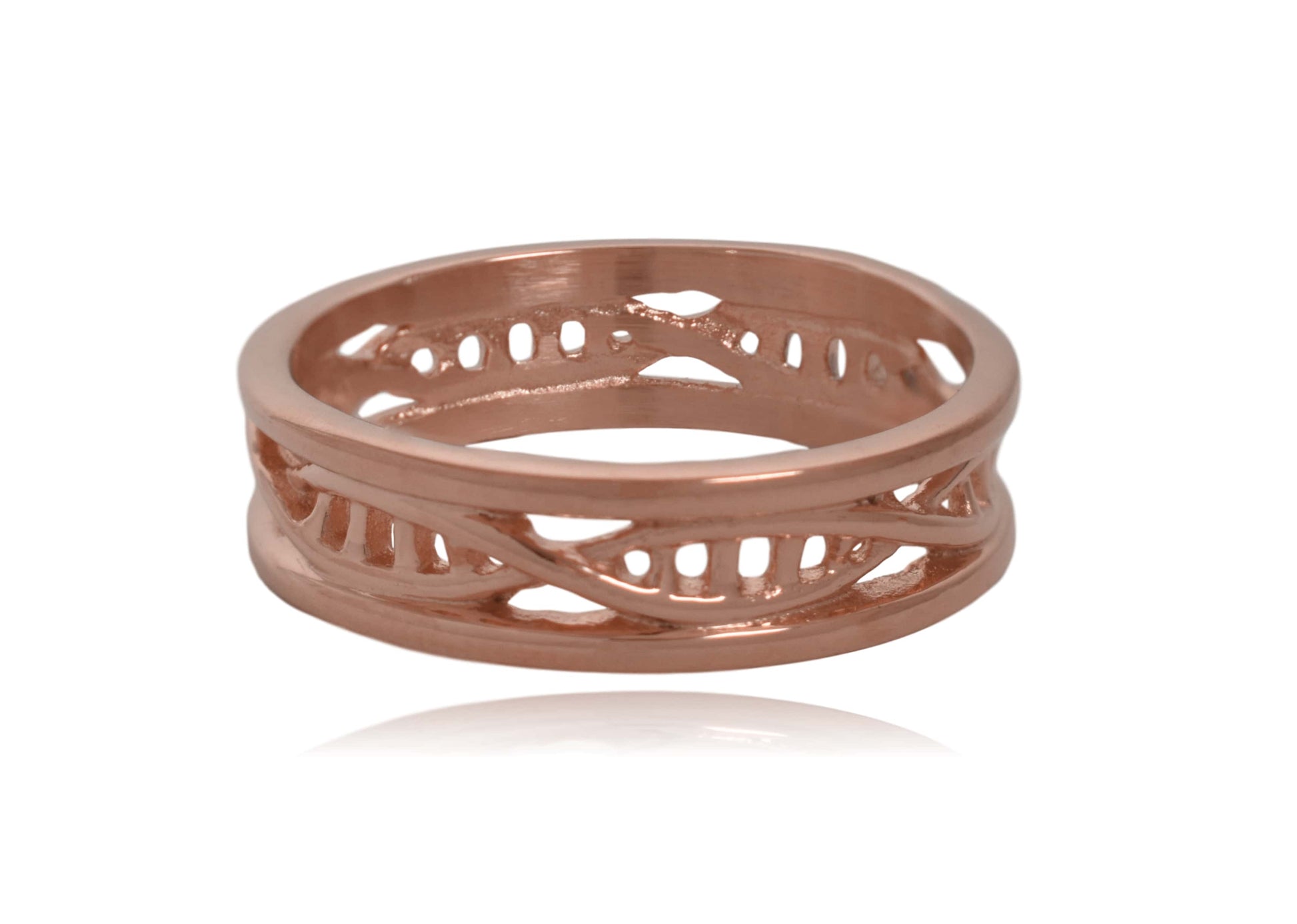 Rose Gold DNA Double Helix Stainless Steel Ring