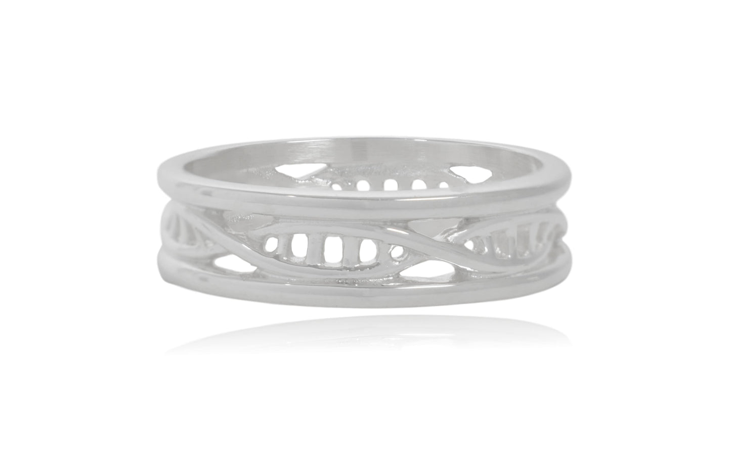 Silver DNA Double Helix Stainless Steel Ring