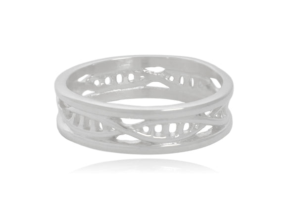 Silver DNA Double Helix Stainless Steel Ring