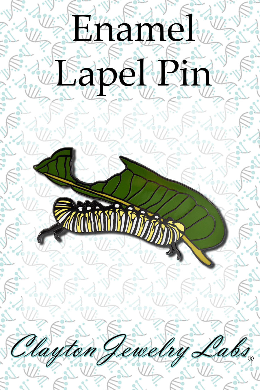Monarch Caterpillar Eating Leaf Hard Enamel Lapel Pin