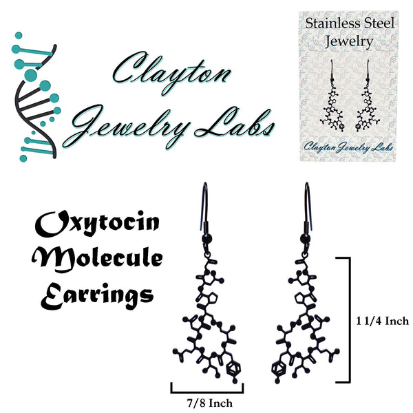Oxytocin Molecule Stainless Steel Dangle Earrings