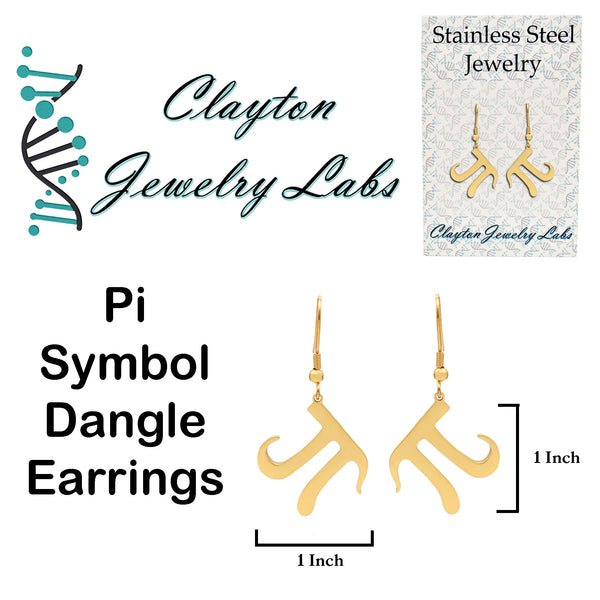 Pi Symbol Stainless Steel Dangle Earrings