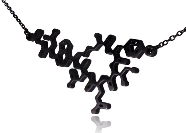 Black Oxytocin Molecule Stainless Steel Necklace