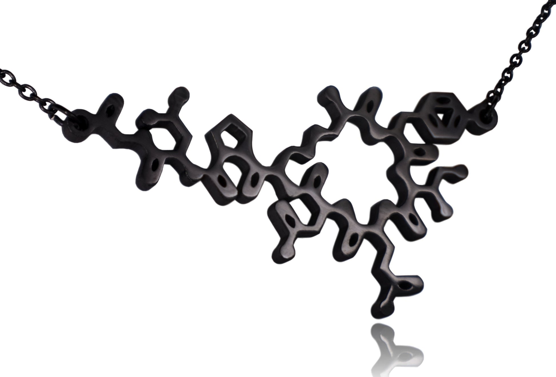 Black Oxytocin Molecule Stainless Steel Necklace