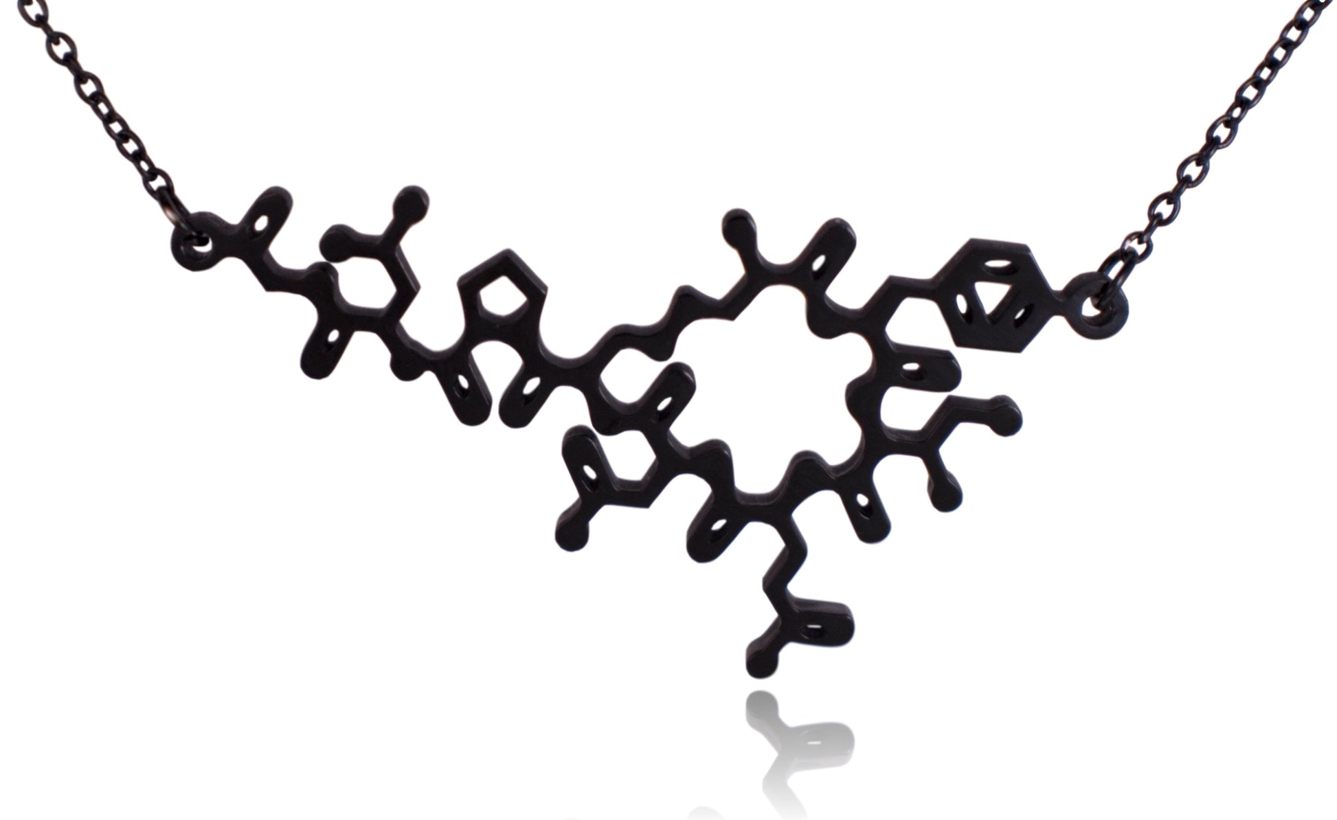 Black Oxytocin Molecule Stainless Steel Necklace