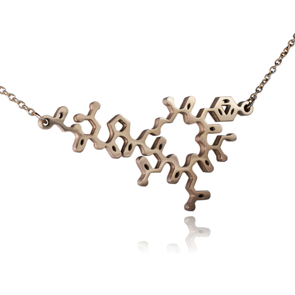 Gold Oxytocin Molecule Stainless Steel Necklace