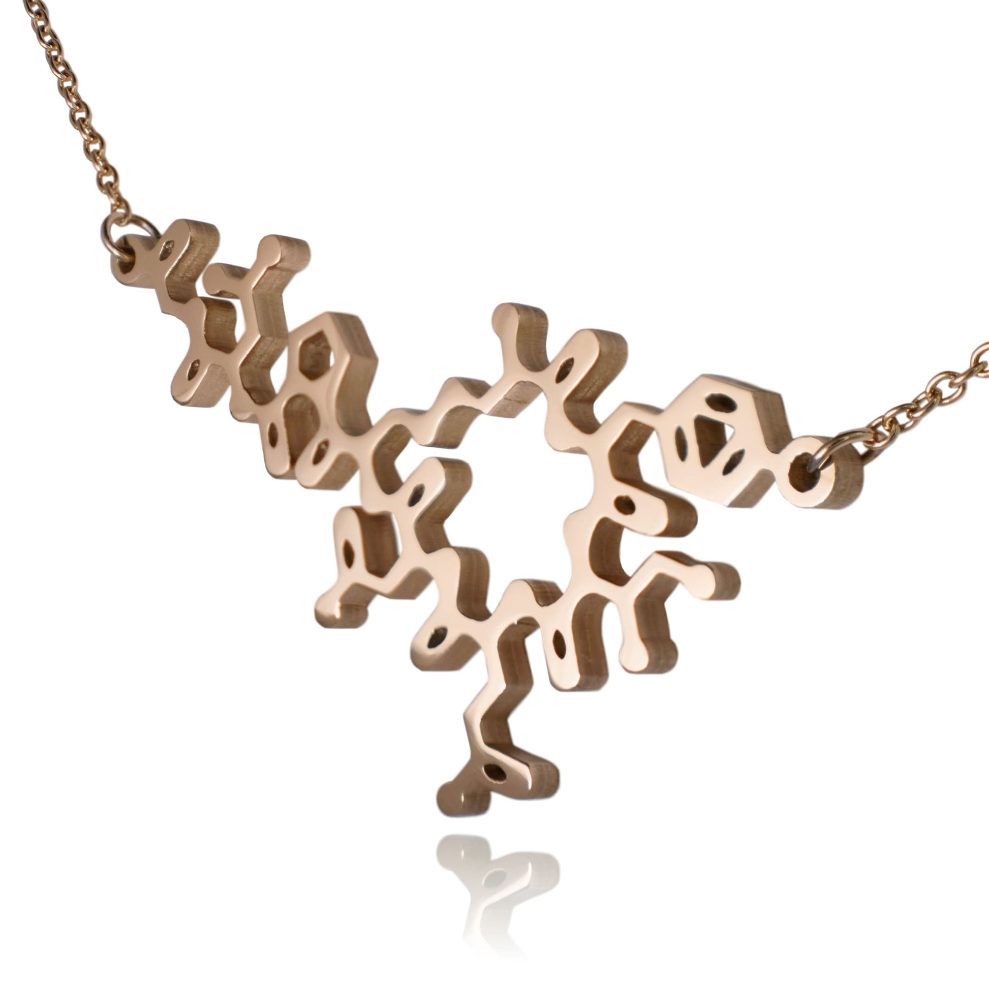 Gold Oxytocin Molecule Stainless Steel Necklace