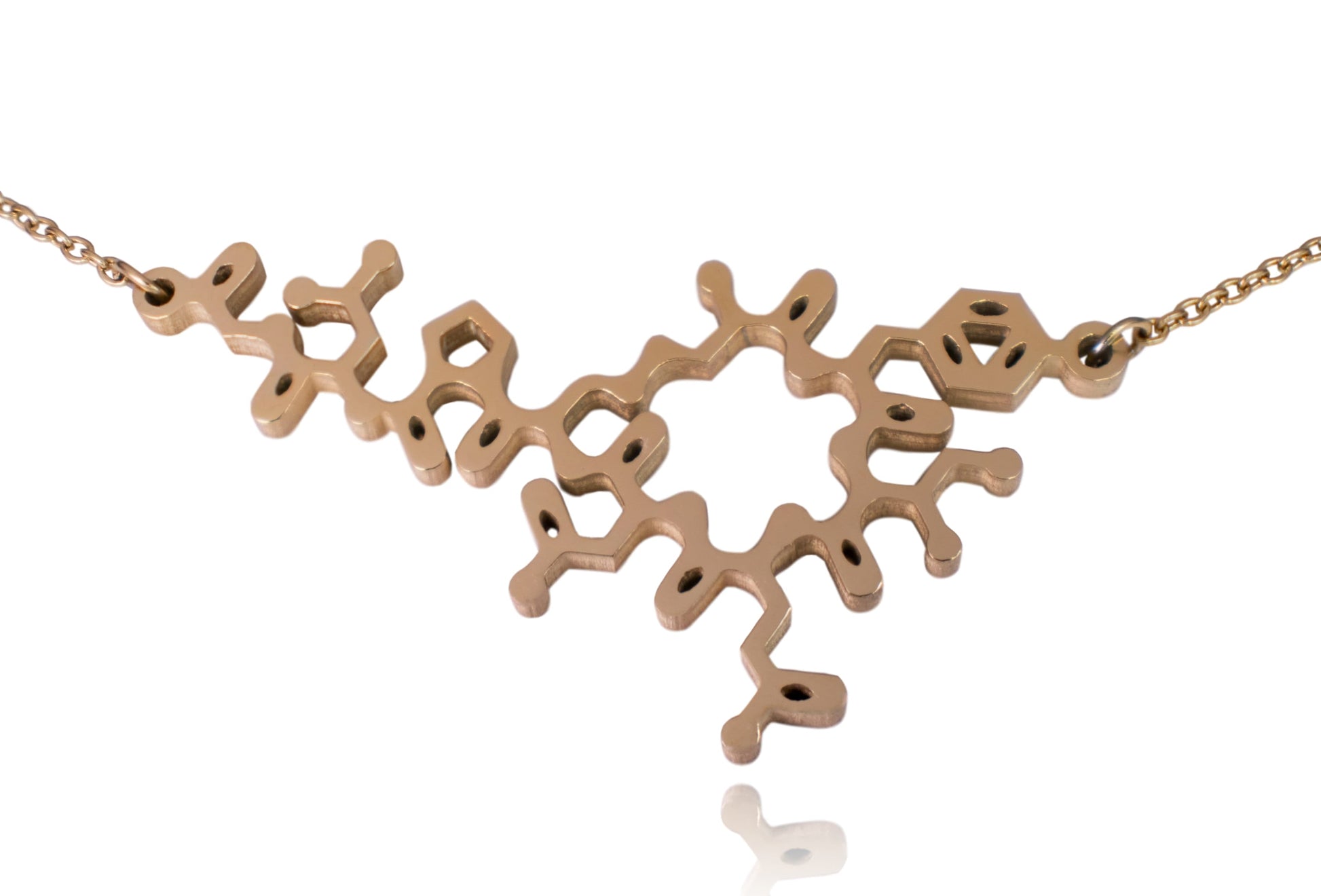 Gold Oxytocin Molecule Stainless Steel Necklace
