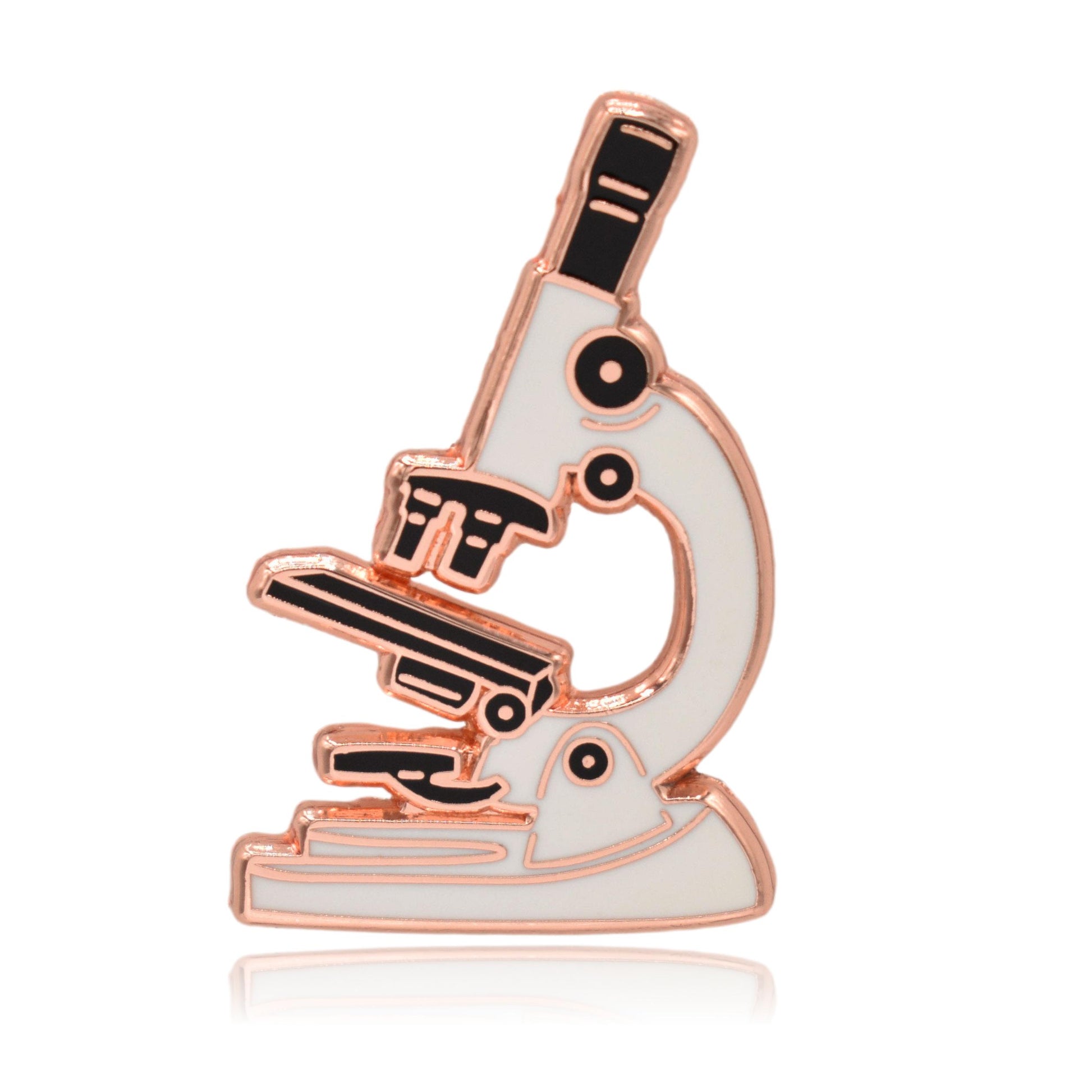 Rose Gold Microscope Science Hard Enamel Pin - Clayton Jewelry Labs